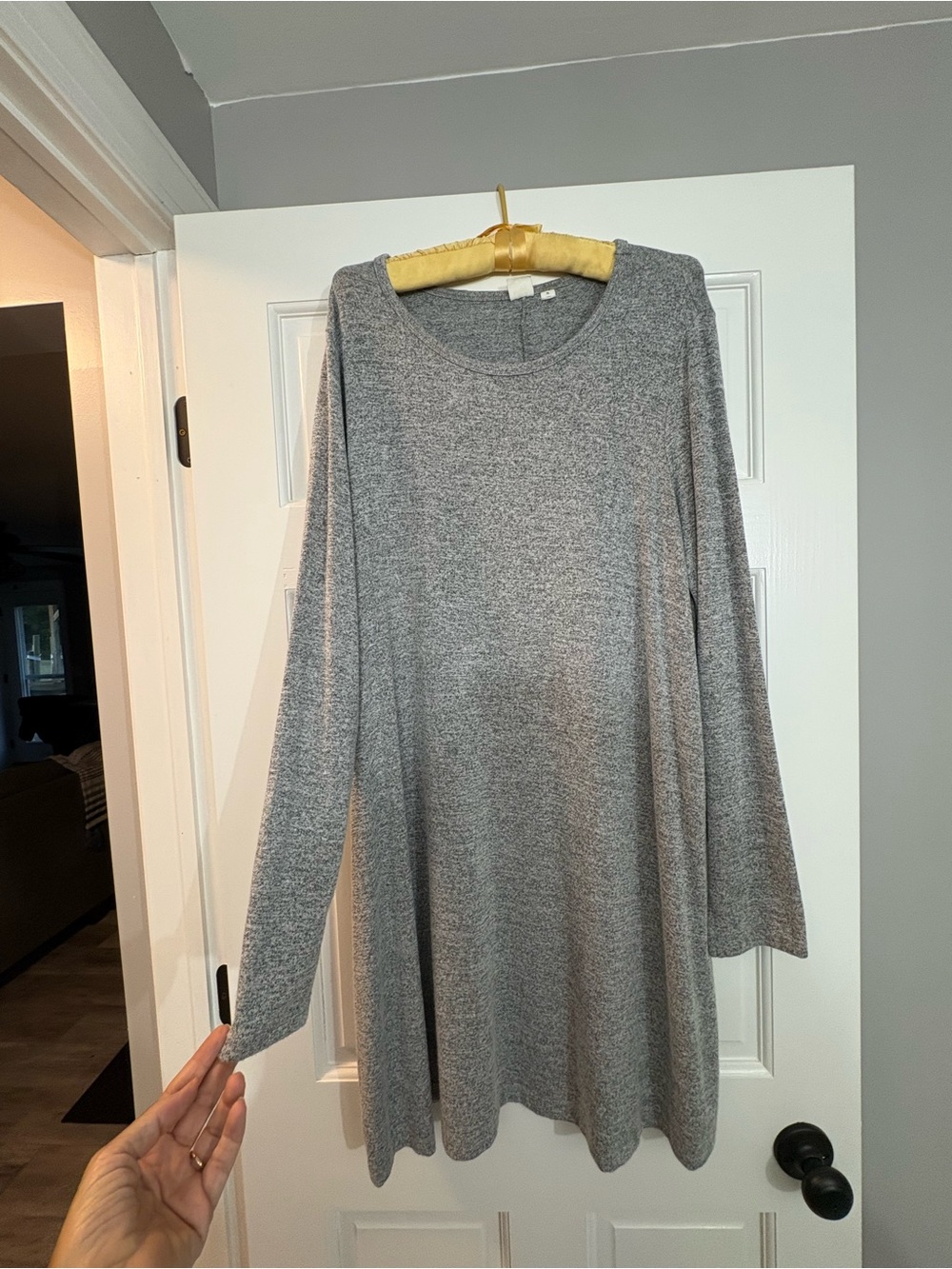 GAP Gray Long Sleeve Knit Swing Dress